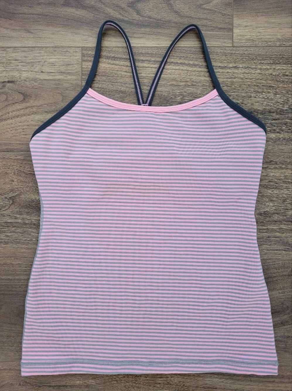 Lululemon Pink and Gray Striped Women’s Y-back Tank Top